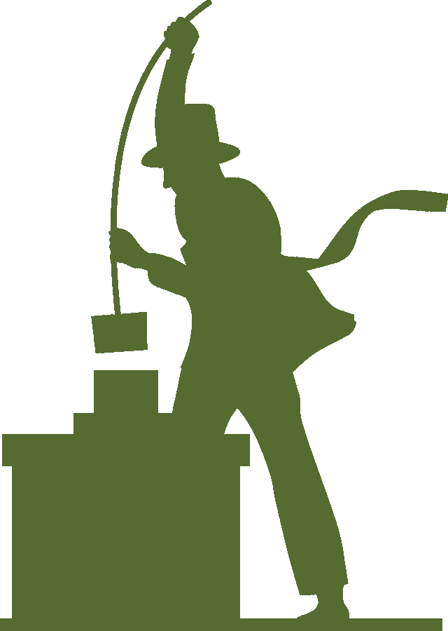 green chimney sweep figure sweeping chimney